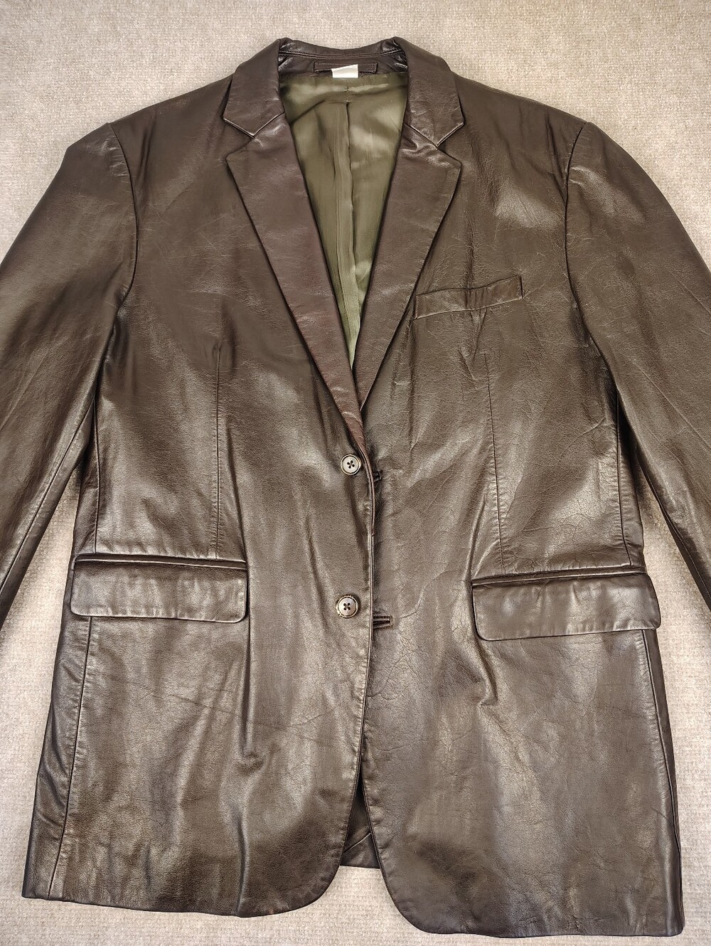 Men's J.CREW Coffee Genuine Leather Blazer Jacket Size Medium